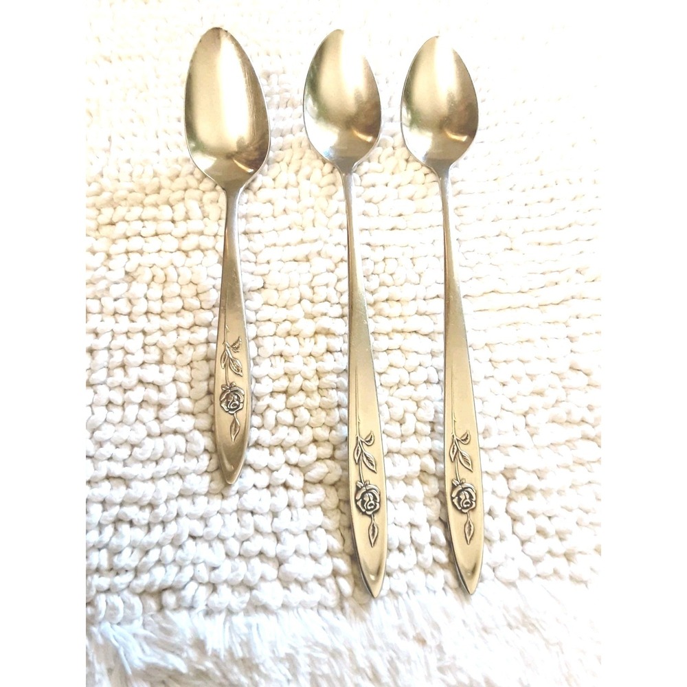 Oneida Community My Rose Stainless Flatware 1 Teaspoon  2 Iced Tea Spoon